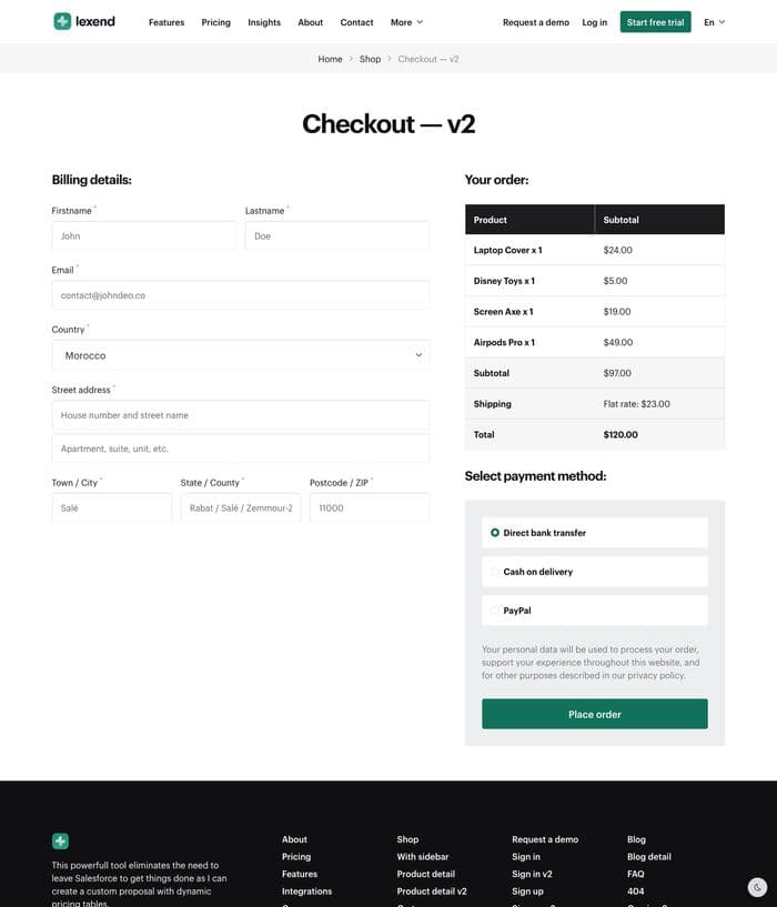 Checkout v2